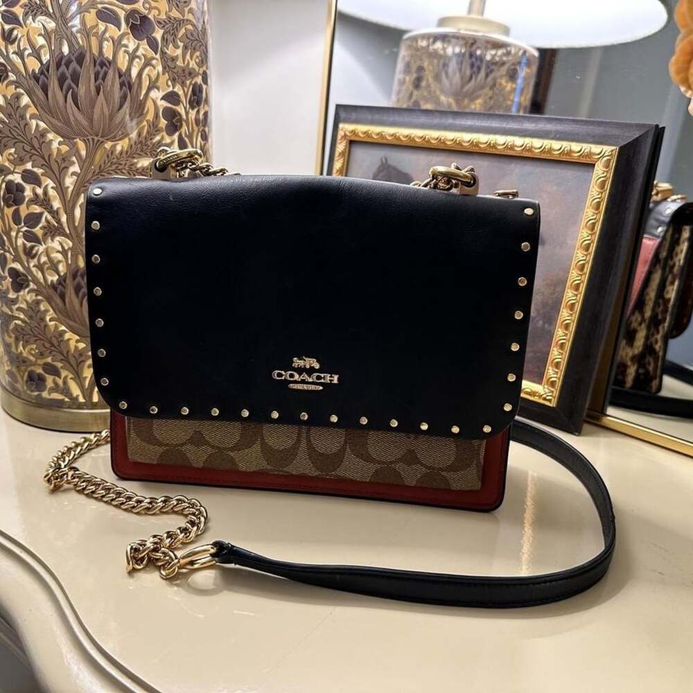 Coach Klare Crossbody Bag Black Signature Studded
